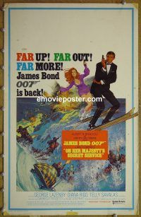 d116 ON HER MAJESTY'S SECRET SERVICE window card movie poster '70 James Bond