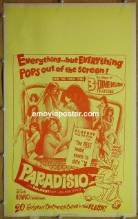 d123 PARADISIO window card movie poster '61 sexy 3D girls!