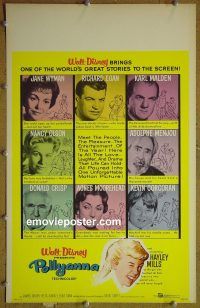 d130 POLLYANNA window card movie poster '60 Hayley Mills, Jane Wyman