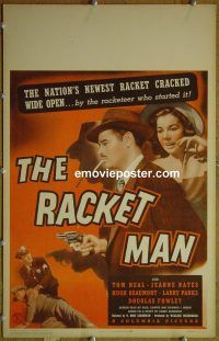 d135 RACKET MAN window card movie poster '43 Tom Neal, Hugh Beaumont