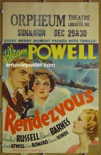 d138 RENDEZVOUS window card movie poster '35 William Powell