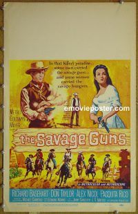 d146 SAVAGE GUNS window card movie poster '62 Richard Basehart