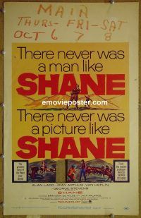 d151 SHANE window card movie poster R66 Alan Ladd, Jean Arthur