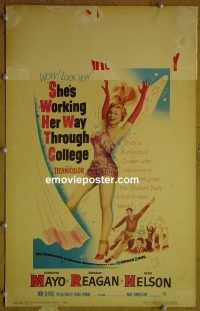 d152 SHE'S WORKING HER WAY THROUGH COLLEGE window card movie poster '52 Mayo
