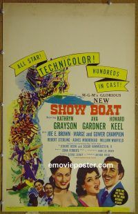 d153 SHOW BOAT window card movie poster '51 Grayson, Gardner, Keel