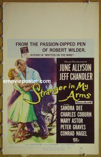 d161 STRANGER IN MY ARMS window card movie poster '59 June Allyson, Chandler