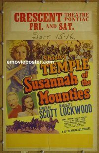 d163 SUSANNAH OF THE MOUNTIES window card movie poster '39 Shirley Temple