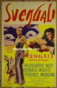 d164 SVENGALI window card movie poster '55 hypnosis, Neff, Wolfit
