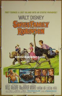 d165 SWISS FAMILY ROBINSON window card movie poster R69 Disney classic!