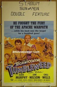d175 TUMBLEWEED window card movie poster '53 Audie Murphy