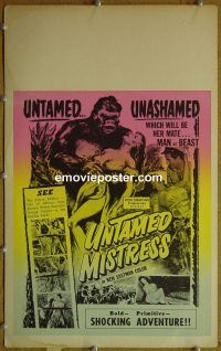 d178 UNTAMED MISTRESS window card movie poster '53 ape love!