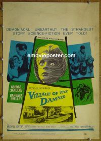 d181 VILLAGE OF THE DAMNED window card movie poster '60 George Sanders