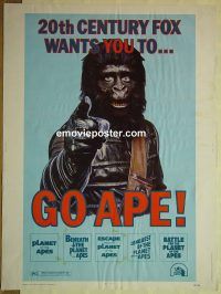 e362 GO APE 30x40 movie poster '74 5-bill Planet of the Apes