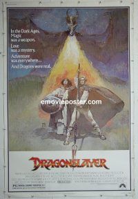 e455 DRAGONSLAYER 40x60 movie poster '81 cool Jeff Jones dragon art!