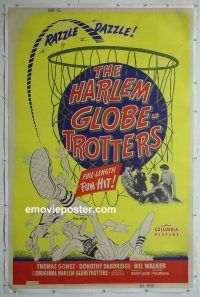e034 HARLEM GLOBETROTTERS linen 40x60 movie poster '51 basketball!