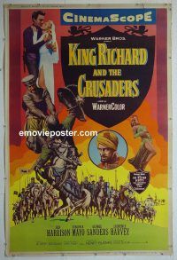 e474 KING RICHARD & THE CRUSADERS 40x60 movie poster '54 Harrison