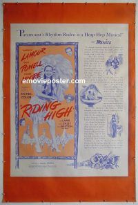 e494 RIDING HIGH 40x60 movie poster '43 Dorothy Lamour, Powell