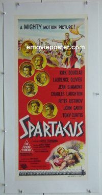 e061 SPARTACUS linen Australian daybill movie poster '61 Kubrick, Kirk Douglas