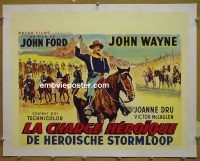 e080 SHE WORE A YELLOW RIBBON linen Belgian R50s wonderful art of John Wayne on horse, John Ford