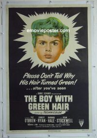 e126 BOY WITH GREEN HAIR linen one-sheet movie poster '48 Dean Stockwell