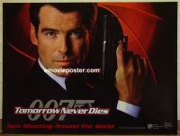 e348 TOMORROW NEVER DIES DS teaser British quad movie poster '97 Bond