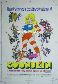 e131 COONSKIN linen one-sheet movie poster '75 very rare style B!