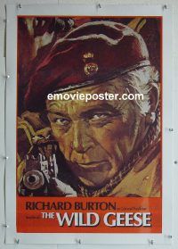 e068 WILD GEESE linen English double crown movie poster '78 Burton