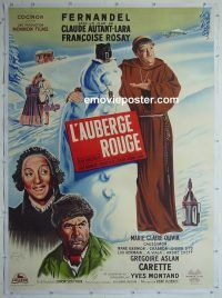 e038 RED INN linen French one-panel movie poster '51 Claude Autant-Lara