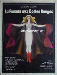 e040 WOMAN WITH RED BOOTS linen French one-panel movie poster '74 Luis Bunuel