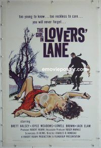 e138 GIRL IN LOVER'S LANE linen one-sheet movie poster '60 bad girl!