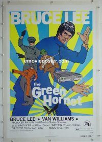 e141 GREEN HORNET linen white title style one-sheet movie poster '74 Bruce Lee