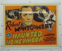 e005 HAUNTED HONEYMOON linen half-sheet movie poster '40 Robert Montgomery