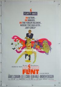 e149 IN LIKE FLINT linen one-sheet movie poster '67 James Coburn, Bob Peak