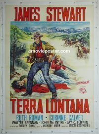 e044 FAR COUNTRY linen Italian one-panel movie poster '55 Jimmy Stewart