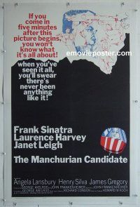 e160 MANCHURIAN CANDIDATE linen one-sheet movie poster '62 Frank Sinatra