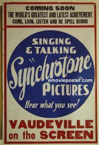 e301 SYNCHROTONE PICTURES special movie poster c20s talkies!