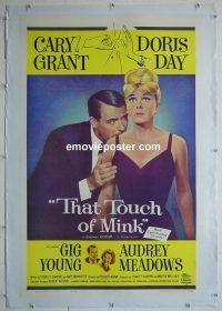 e184 THAT TOUCH OF MINK linen one-sheet movie poster '62 Cary Grant, Day