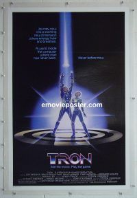 e189 TRON linen one-sheet movie poster '82 Walt Disney, Jeff Bridges