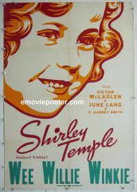 e193 WEE WILLIE WINKIE linen one-sheet movie poster '37 Shirley Temple