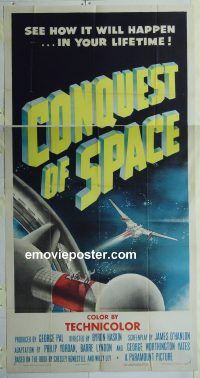 f002 CONQUEST OF SPACE three-sheet movie poster '55 George Pal