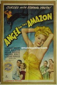 f285 ANGEL ON THE AMAZON one-sheet movie poster '48 Vera Ralston, Brent