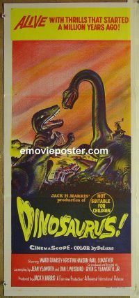 f044 DINOSAURUS Australian daybill movie poster '60 prehistoric monsters!