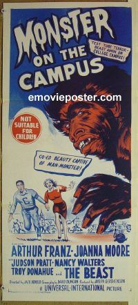 f050 MONSTER ON THE CAMPUS Australian daybill movie poster '58 Jack Arnold
