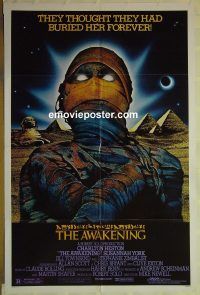 f294 AWAKENING one-sheet movie poster '80 Charlton Heston, mummy!