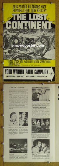 g506 LOST CONTINENT English vintage movie pressbook '68 Hammer sci-fi!