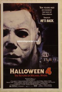 f487 HALLOWEEN 4 one-sheet movie poster '88 The Return of Michael Myers!