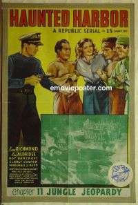 f491 HAUNTED HARBOR Chap 11 one-sheet movie poster '44 Kane Richmond, serial