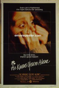 f496 HE KNOWS YOU'RE ALONE one-sheet movie poster '80 Armand Mastroianni