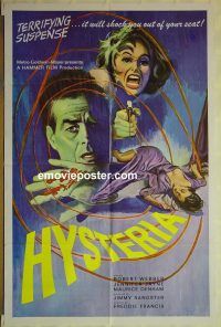 f523 HYSTERIA  1sh movie poster '65 Robert Webber, Jennifer Jayne