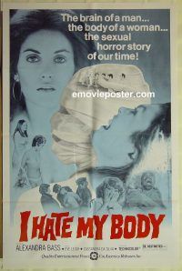 f524 I HATE MY BODY one-sheet movie poster '74 sexy sci-fi horror!